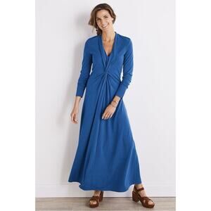 Soft Surroundings Lagia Blue Lagenlook MaxiDress PS Comfy Boho Cottagecore 3DP97